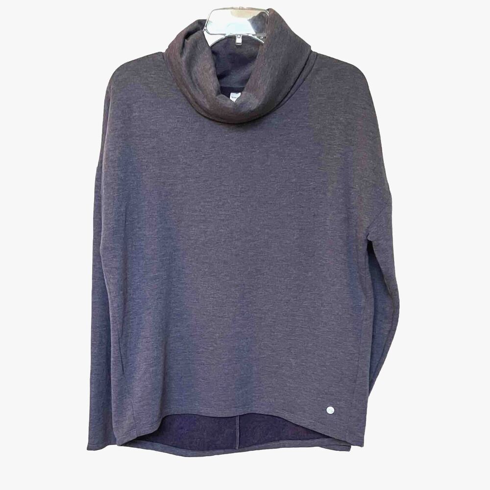 Apana Sweatshirt Women Medium Purple Long Sleeve PulloverCowl Neck High Low
